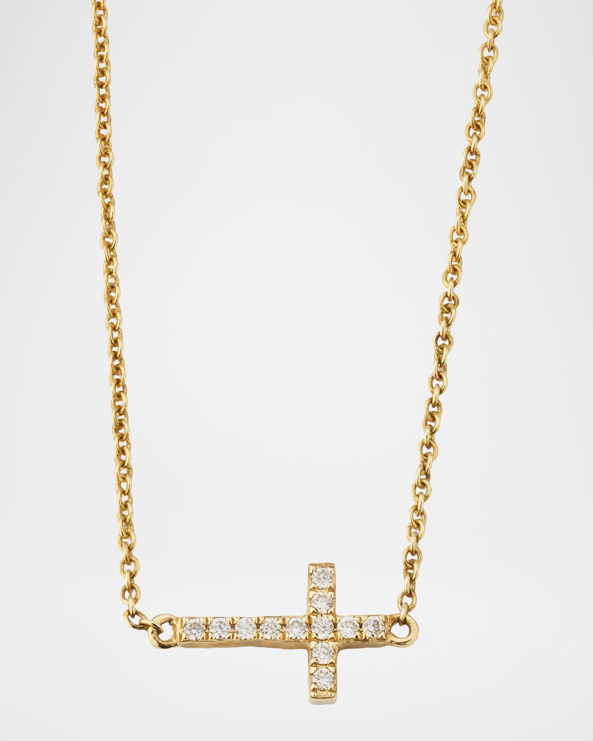 Sydney Evan Small Gold Pave Diamond Cross Necklace