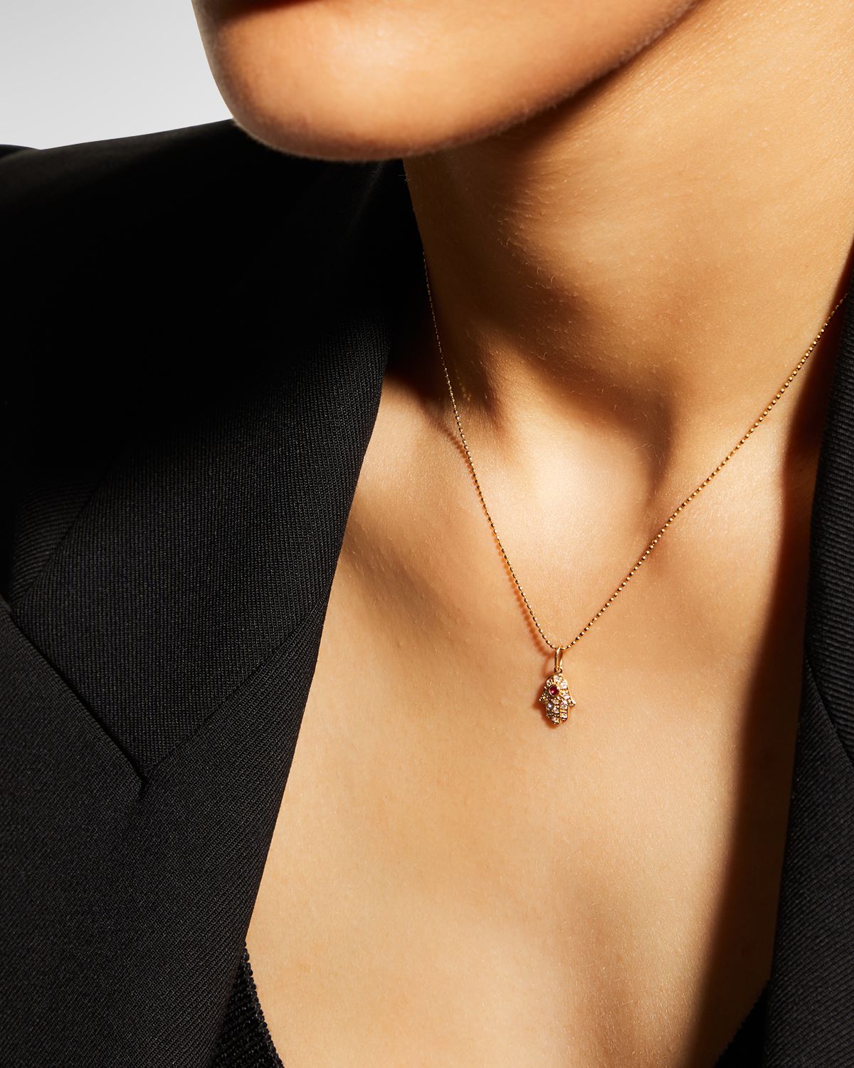 Sydney Evan 14k Gold Diamond Hamsa Pendant Necklace