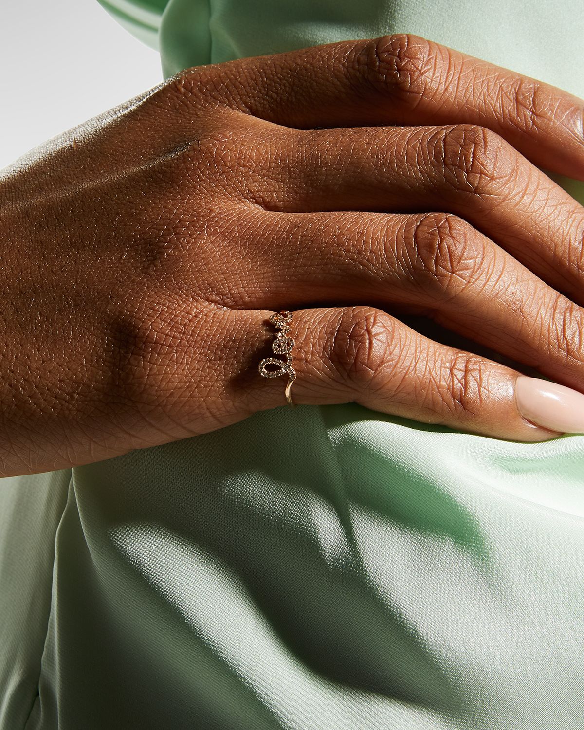 Sydney Evan 14k Gold Diamond Love Script Ring