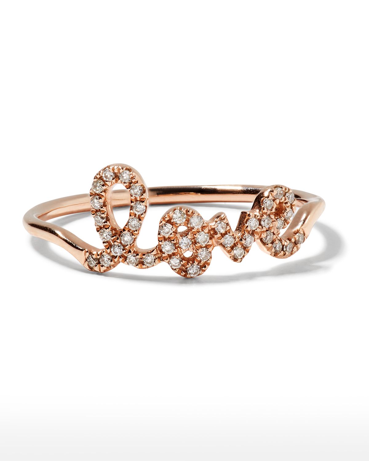 Sydney Evan 14k Gold Diamond Love Script Ring