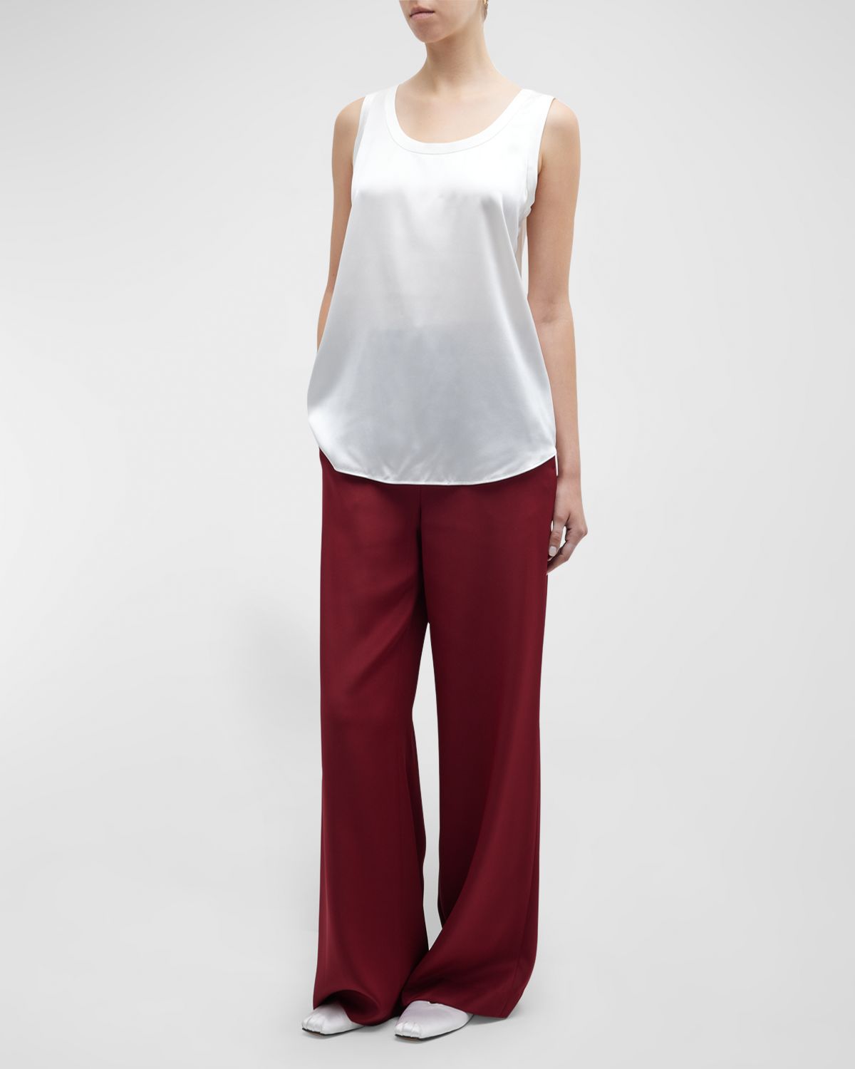 Lafayette 148 New York Perla Luxe Reversible Silk Charmeuse Shell