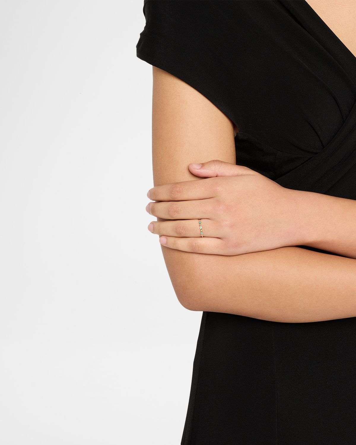 Sydney Evan Turquoise Bezel & Diamond Stacking Ring