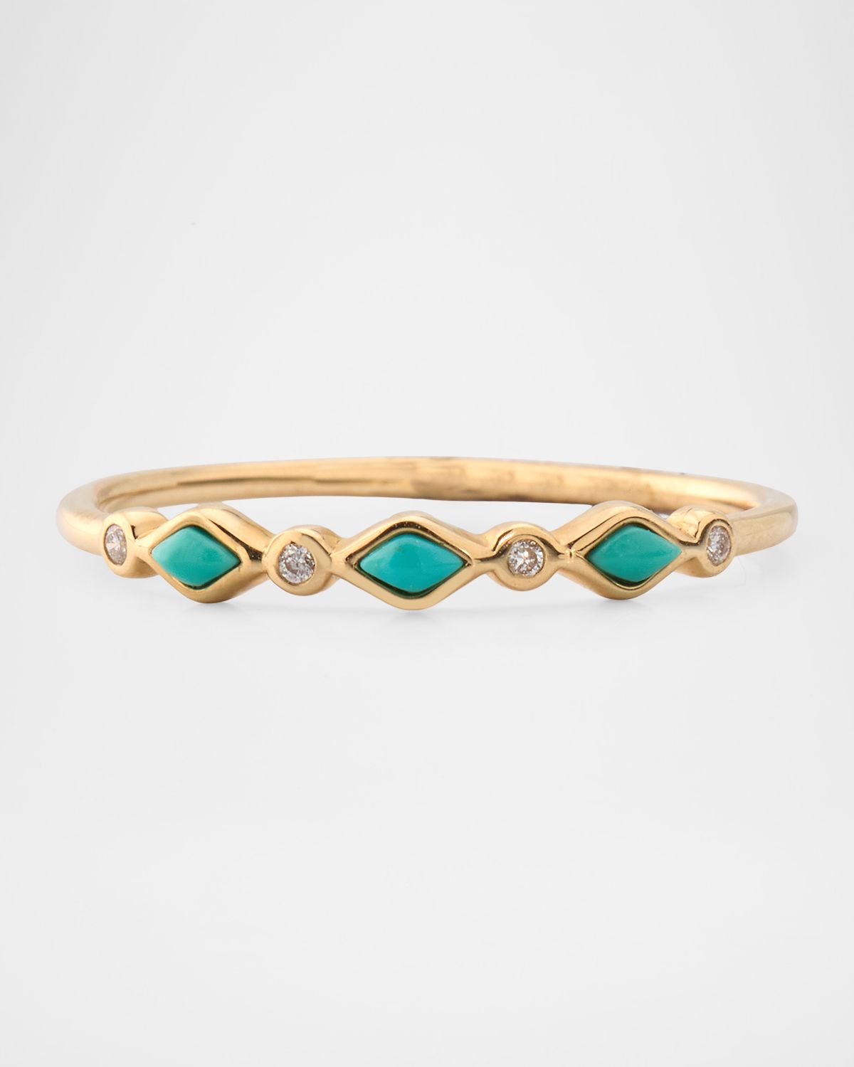 Sydney Evan Turquoise Bezel & Diamond Stacking Ring