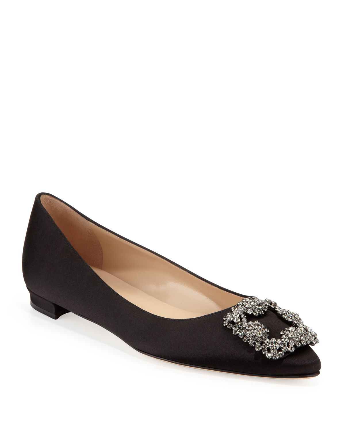 Manolo Blahnik Hangisi Crystal-Buckle Satin Flat | Thumbnail 3 Manolo Blahnik Hangisi Crystal-Buckle Satin Flat | Thumbnail 3