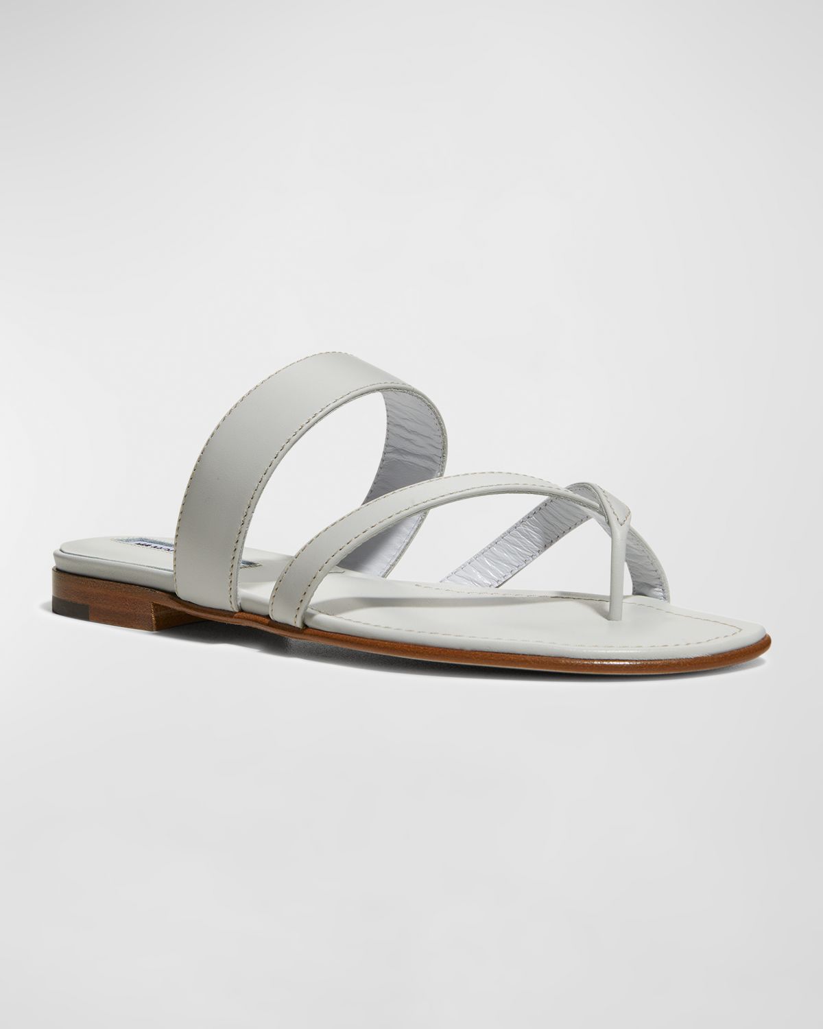 Manolo Blahnik Susa Flat Leather Sandals