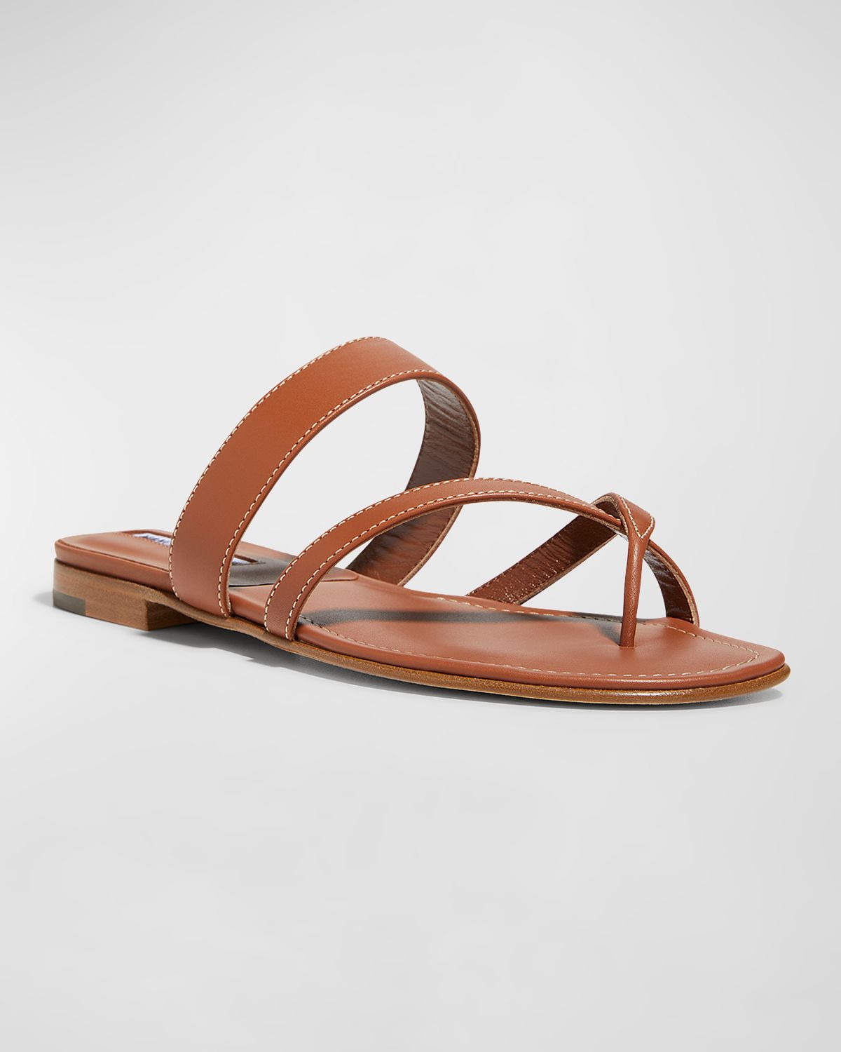 Manolo Blahnik Susa Flat Leather Sandals