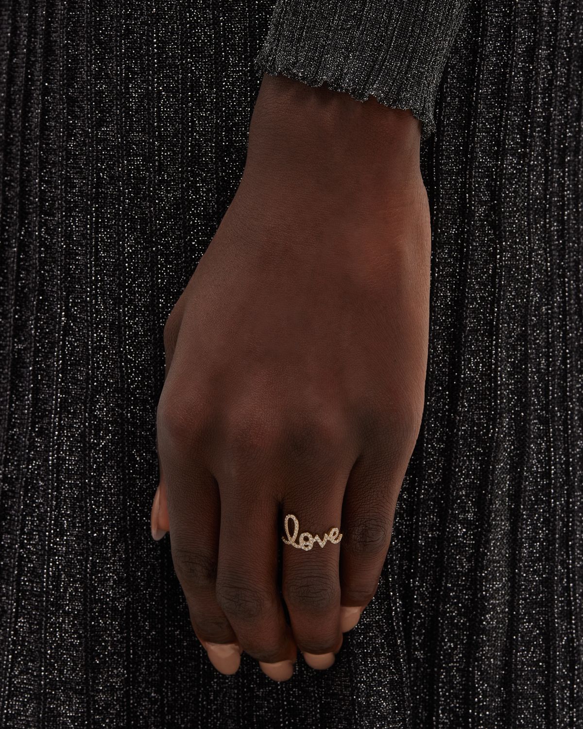 Sydney Evan Large Love 14K Gold Ring with Diamonds