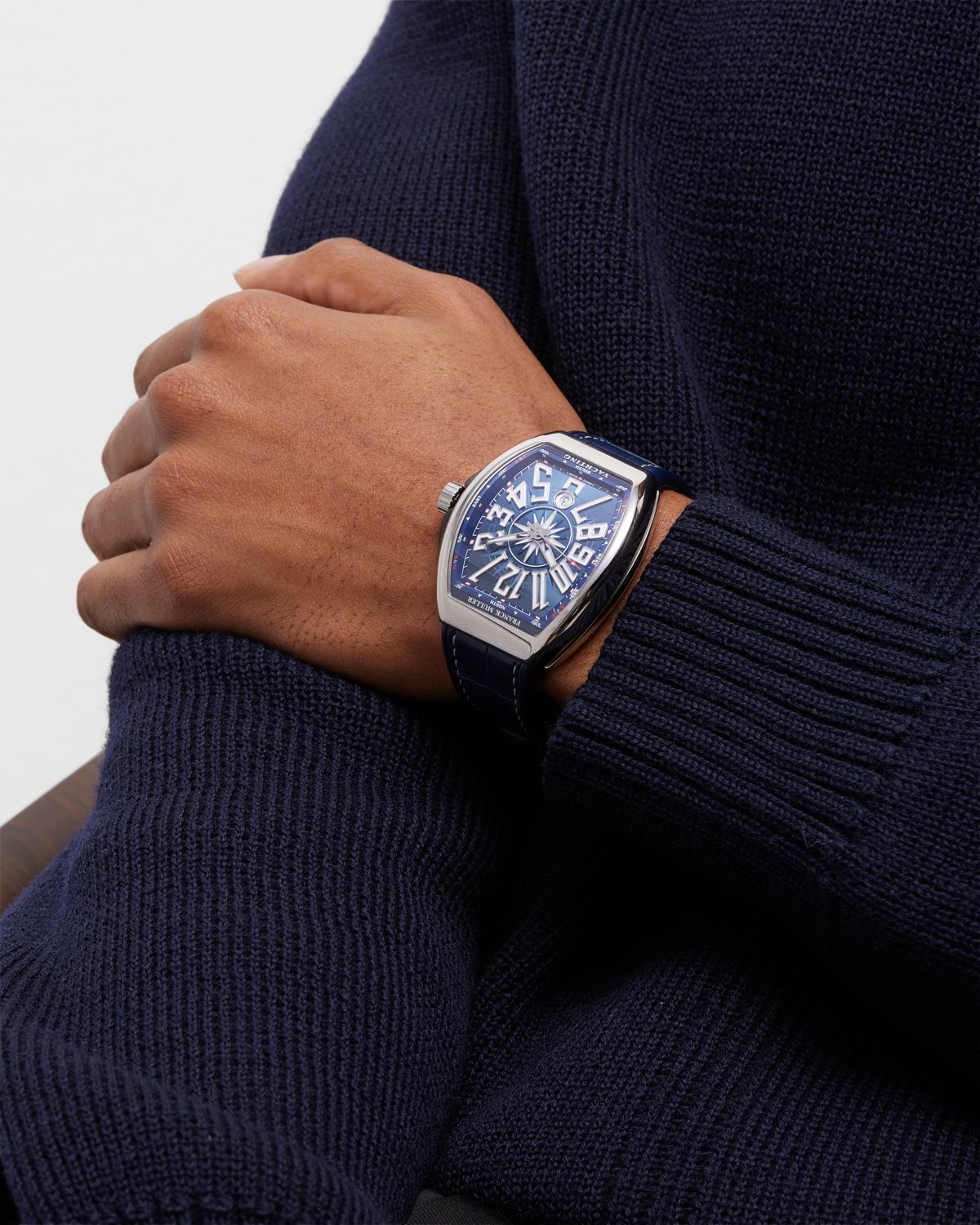 Franck Muller Men 's Stainless Steel Vanguard Yacht Watch with Compass, Blue