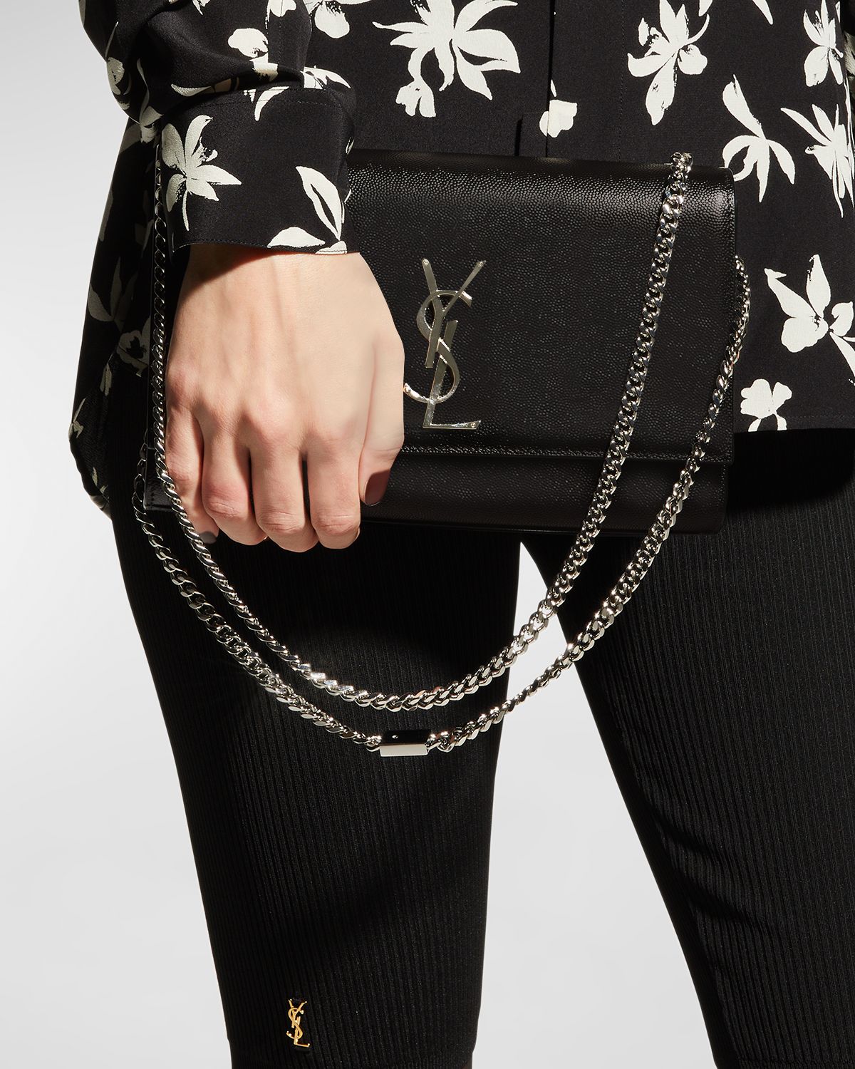 Saint Laurent Kate Medium YSL Crossbody Bag in Grained Leather