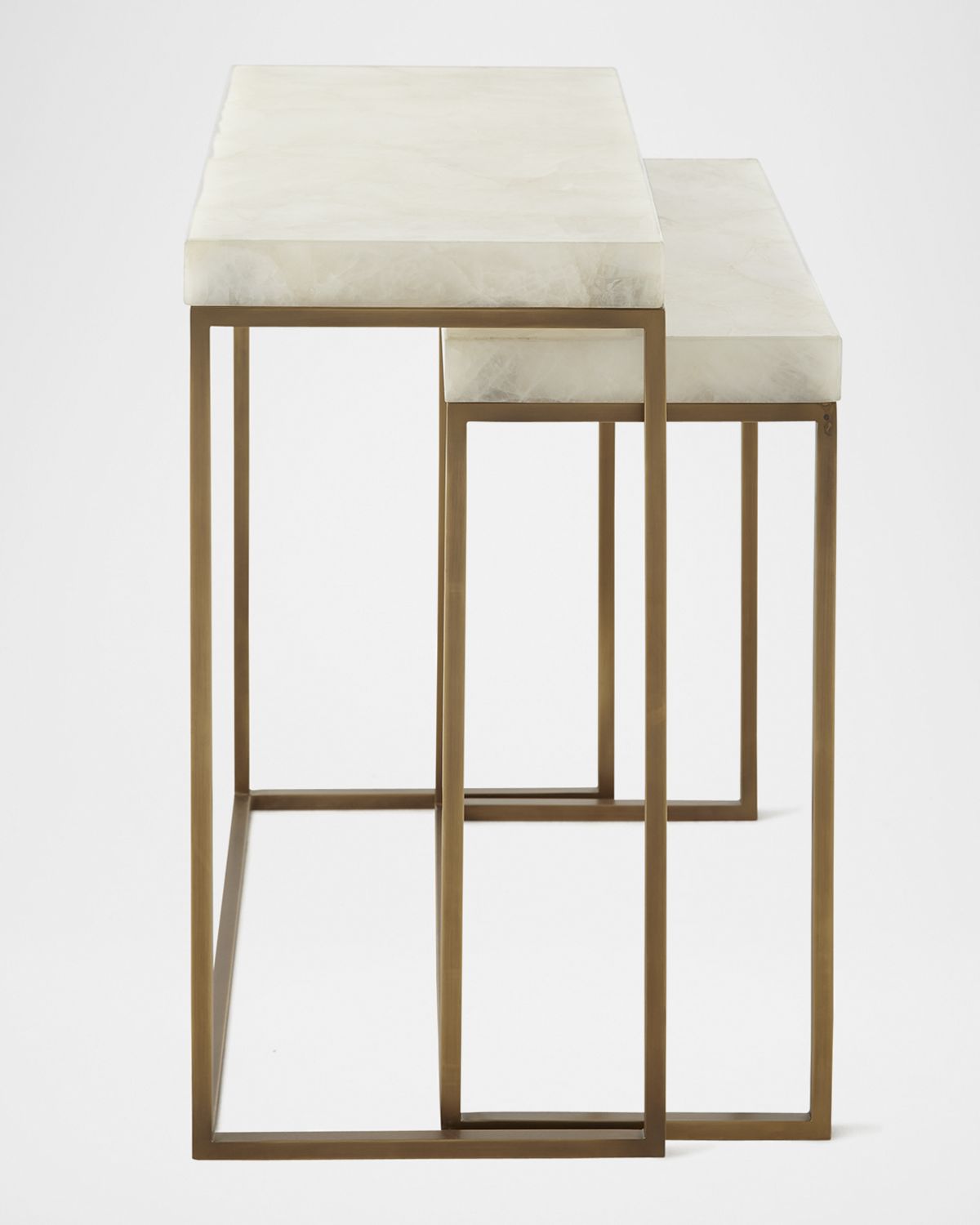 John-Richard Collection Calcite & Antiqued Brass Nesting Tables, Set of 2