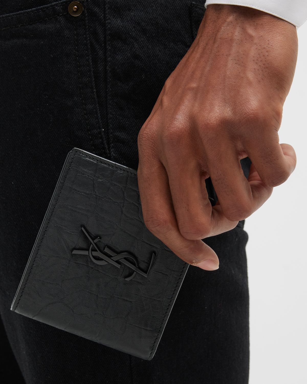 Saint Laurent Men's Tonal Monogram Leather Bifold Wallet