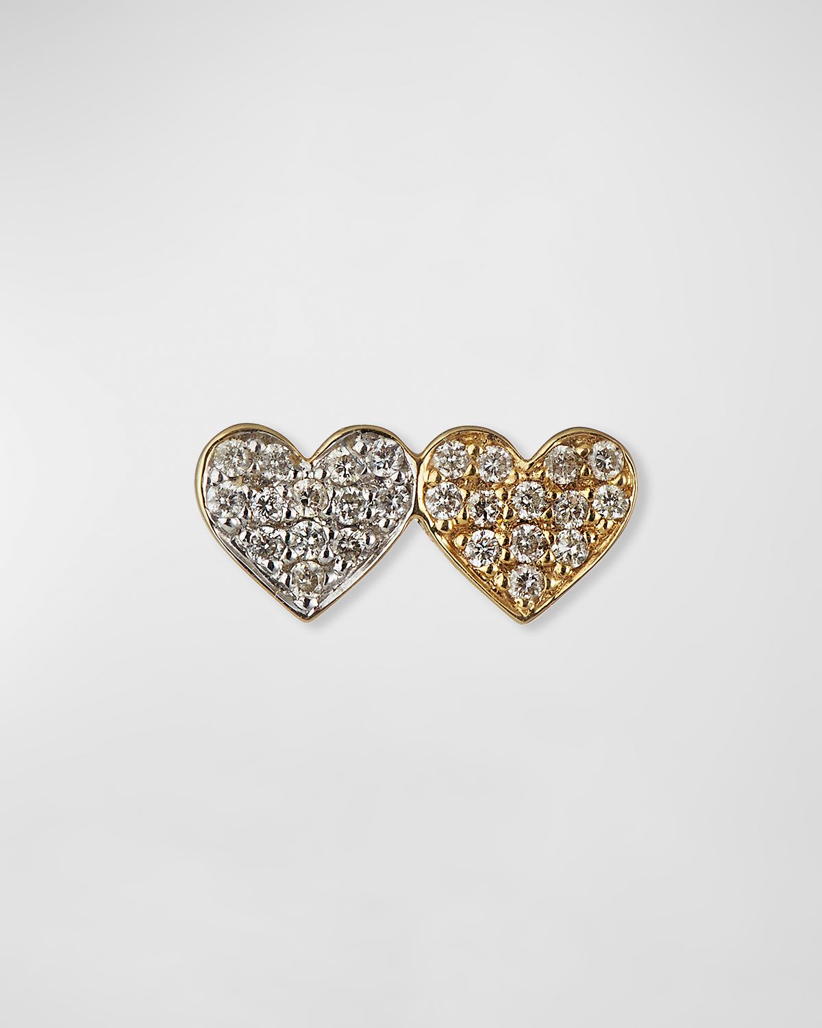 Sydney Evan 14k Double-Heart Diamond Stud Earring, Single