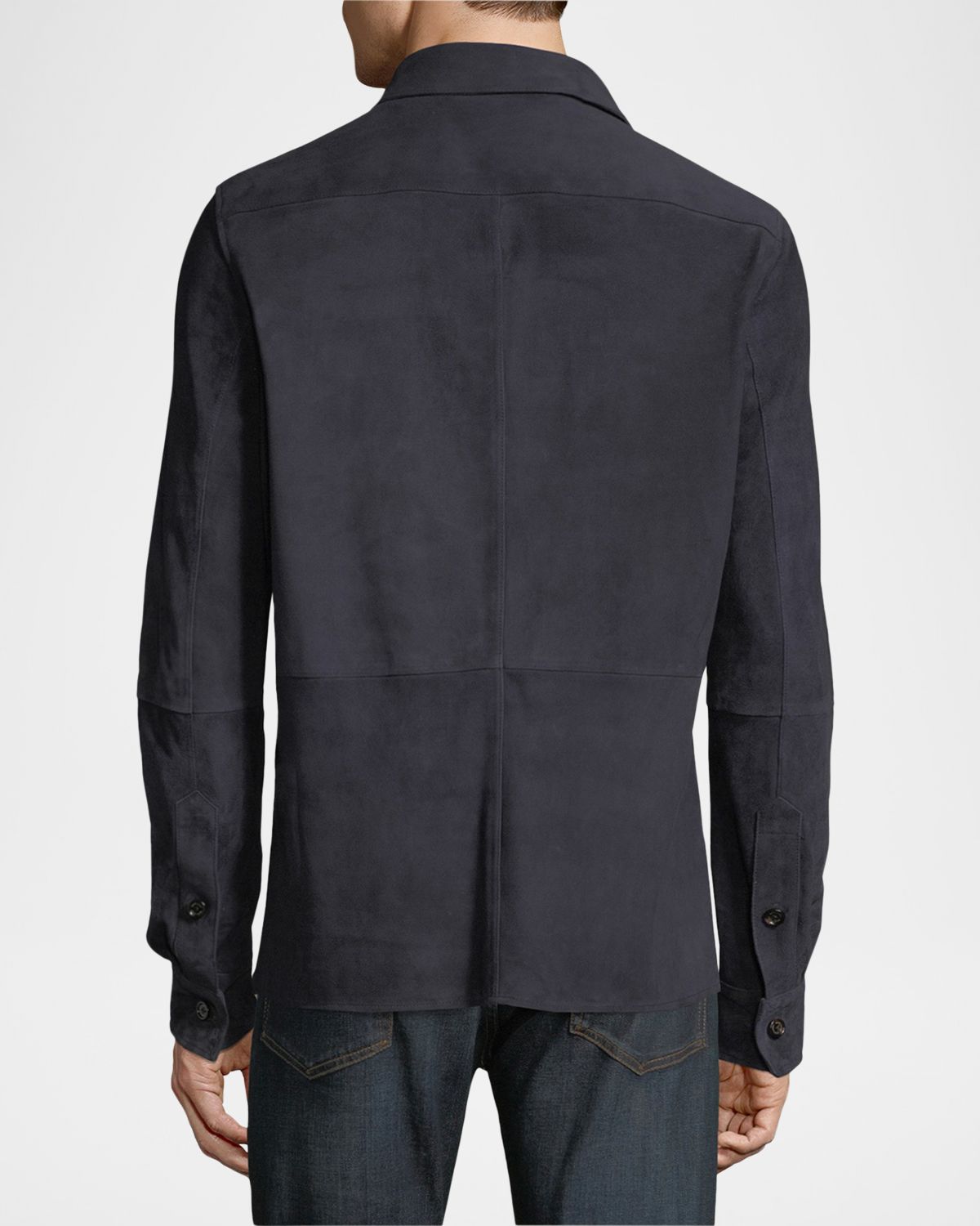 Ralph Lauren Purple Label Men 's Lux Suede Flap-Pocket Overshirt | Thumbnail 4