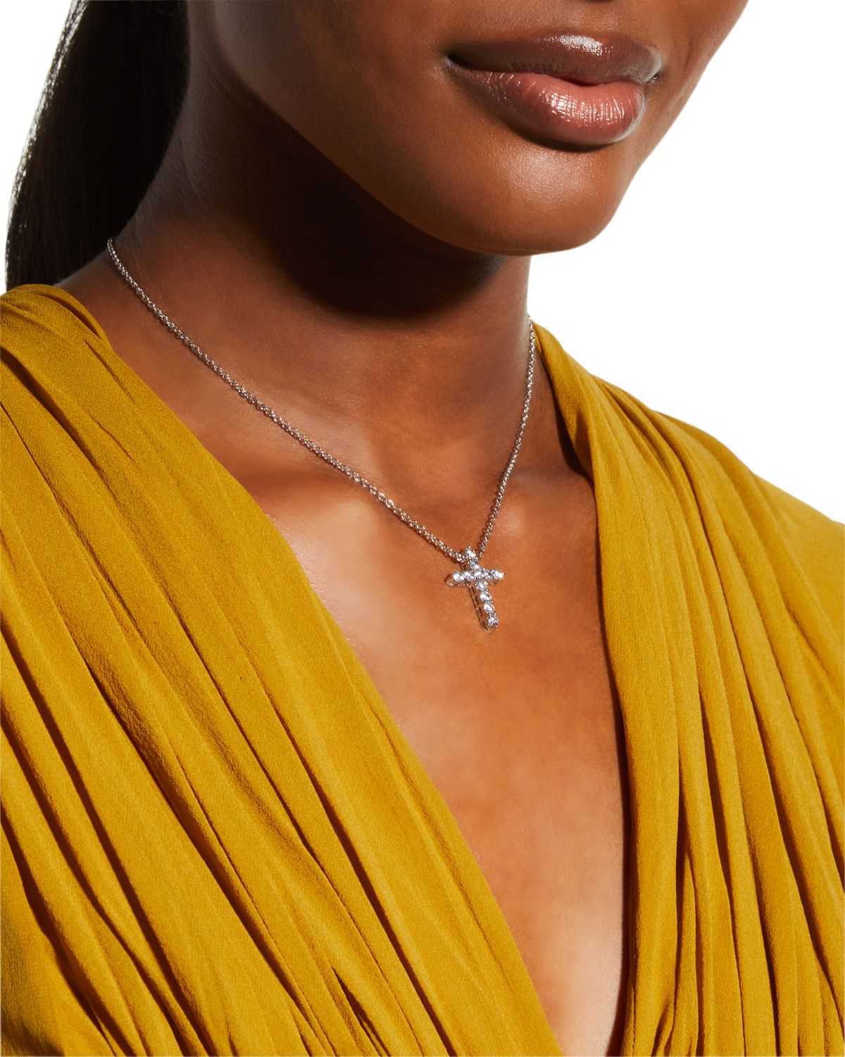 Fantasia by DeSerio CZ Cross Pendant Necklace