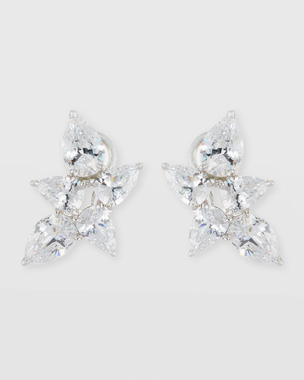 Fantasia by DeSerio Pear-Shaped CZ Cluster Earrings