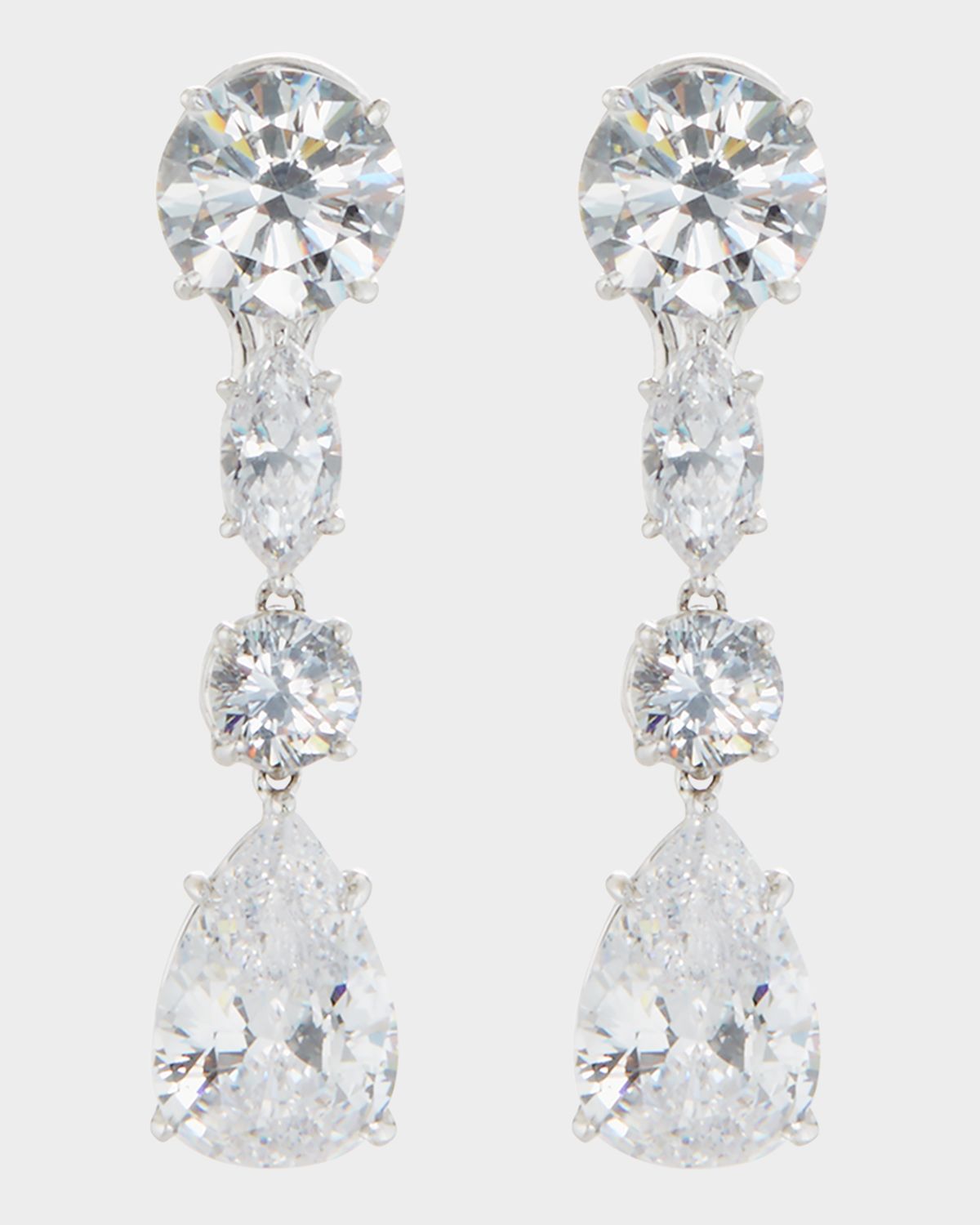Fantasia by DeSerio Mixed-Cut CZ Drop Earrings