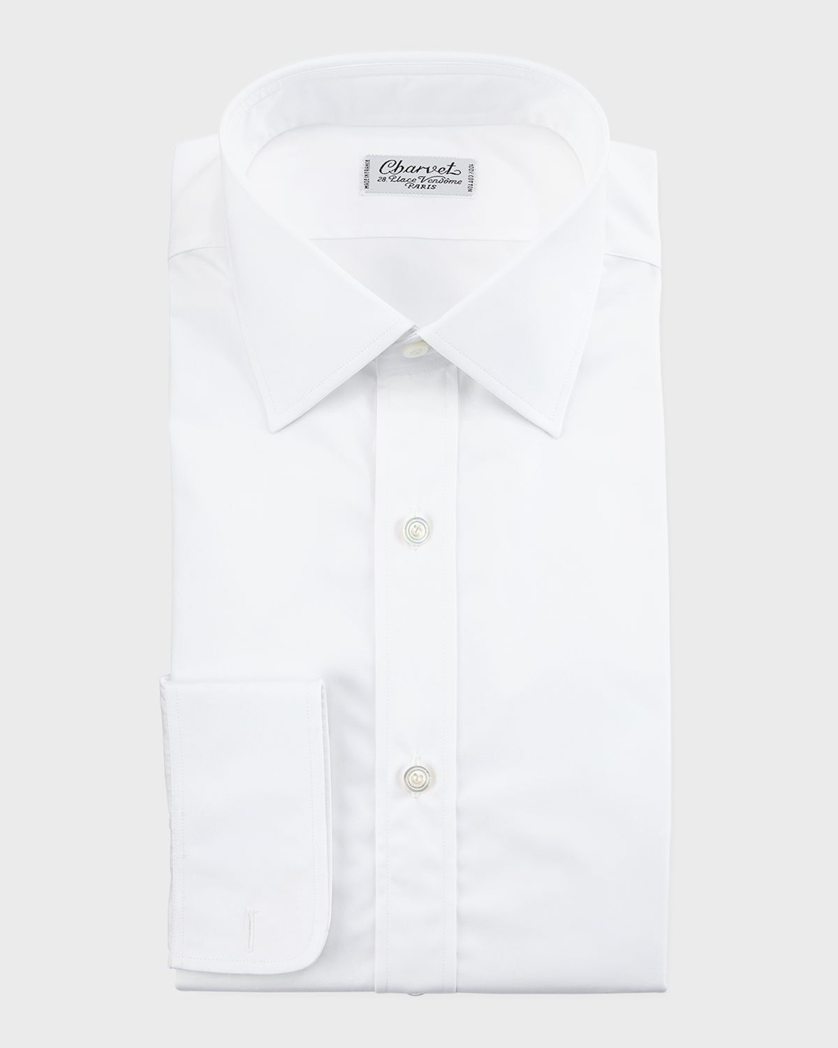 Charvet Poplin Barrel-Cuff Dress Shirt, White