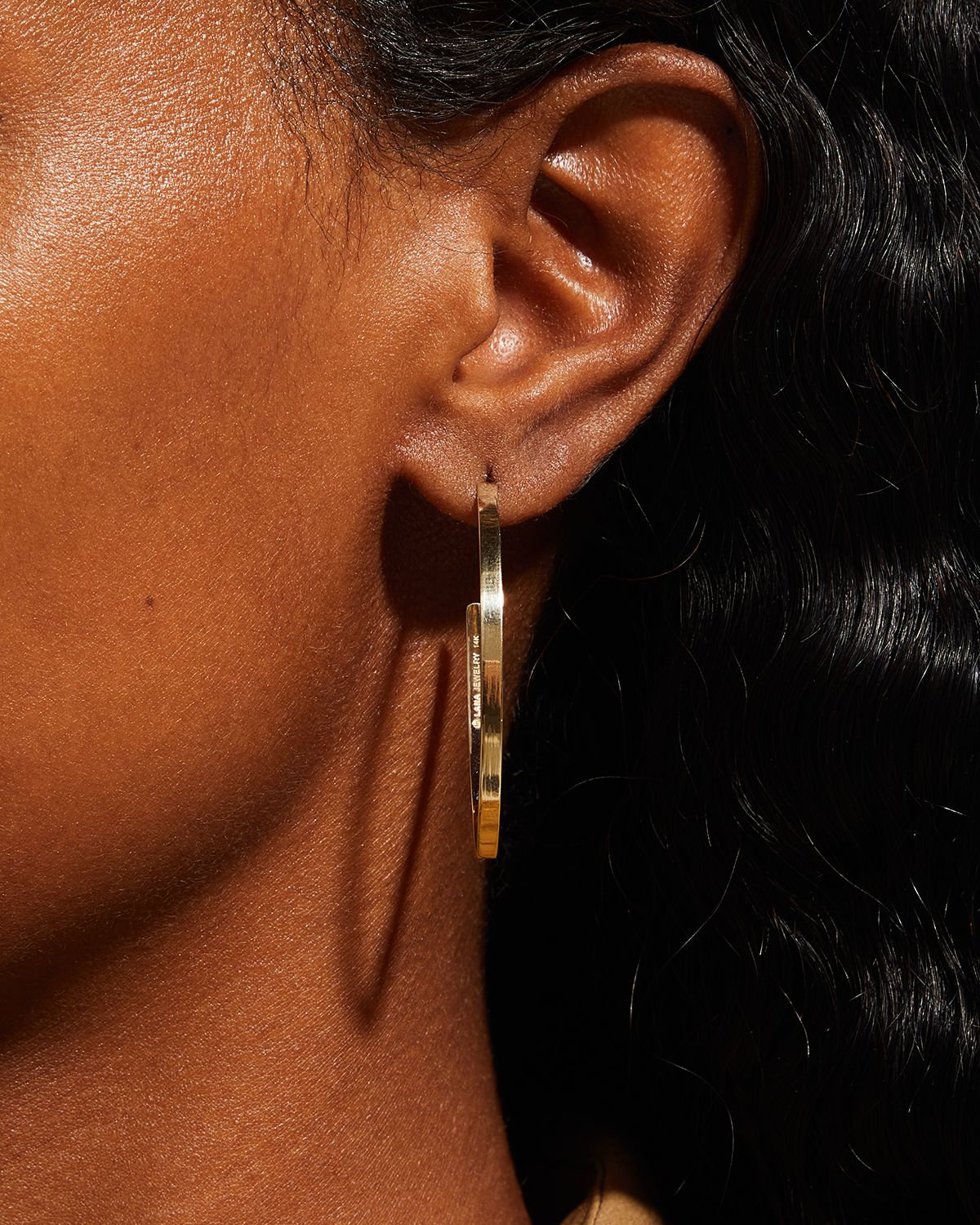LANA 14K Gold Small Flat Blake Hoop Earrings