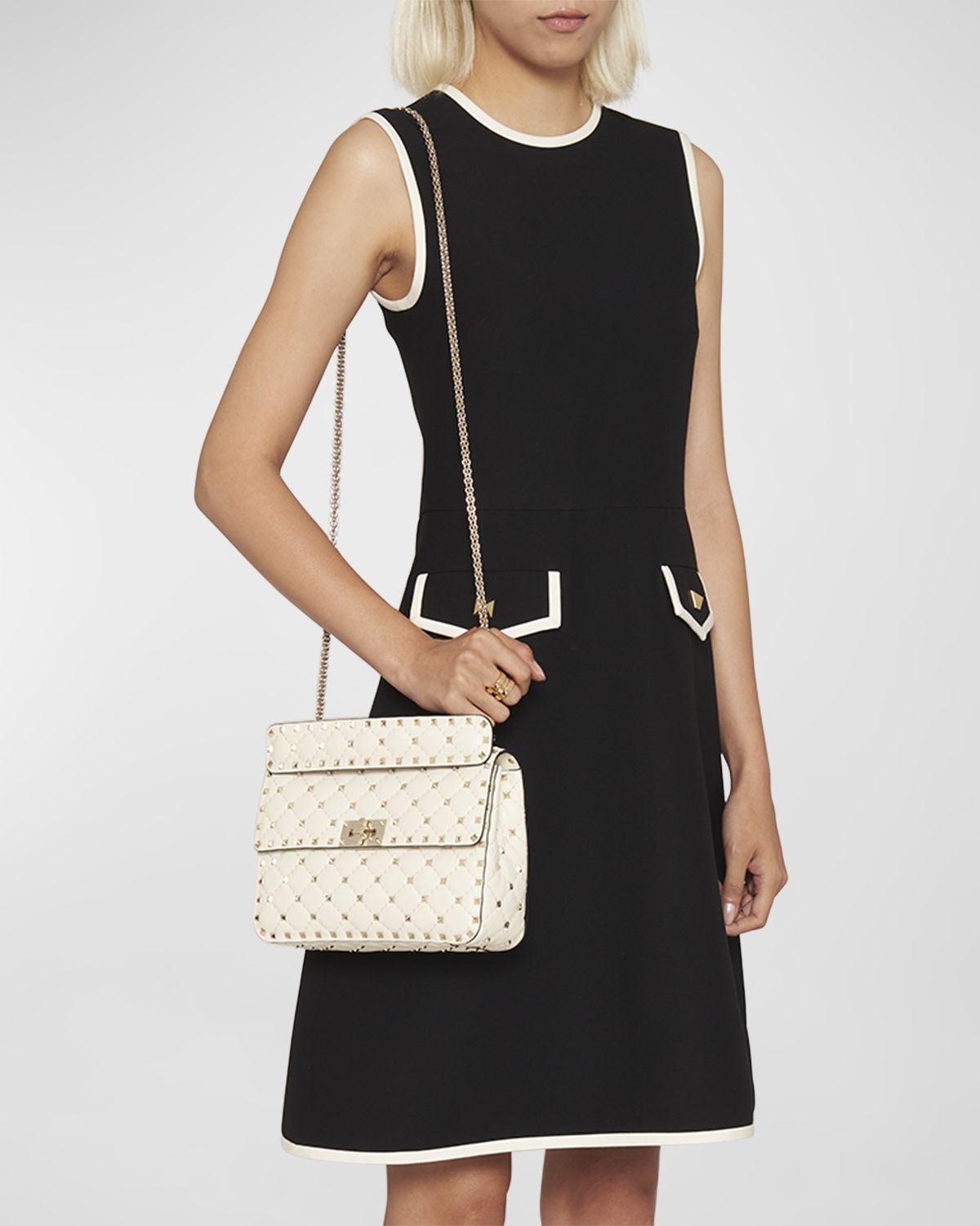 Valentino Garavani Rockstud Spike Medium Quilted Top-Handle Bag