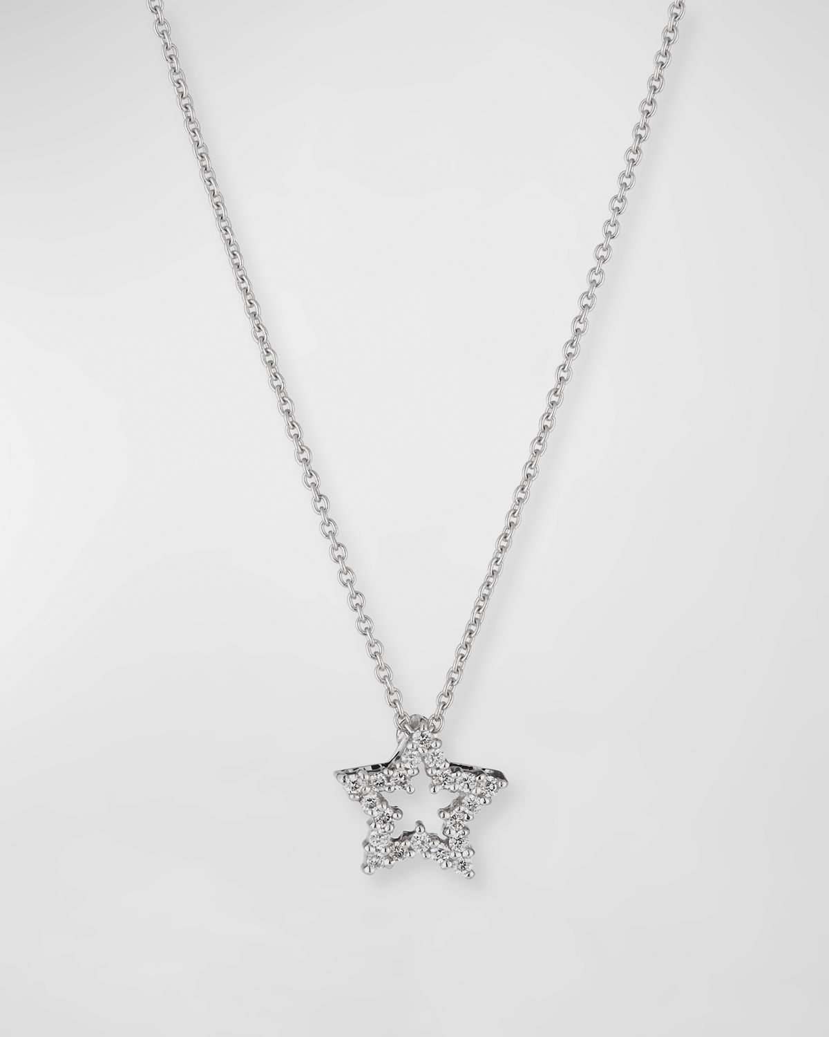Roberto Coin Diamond Star Pendant Necklace in 18K White Gold