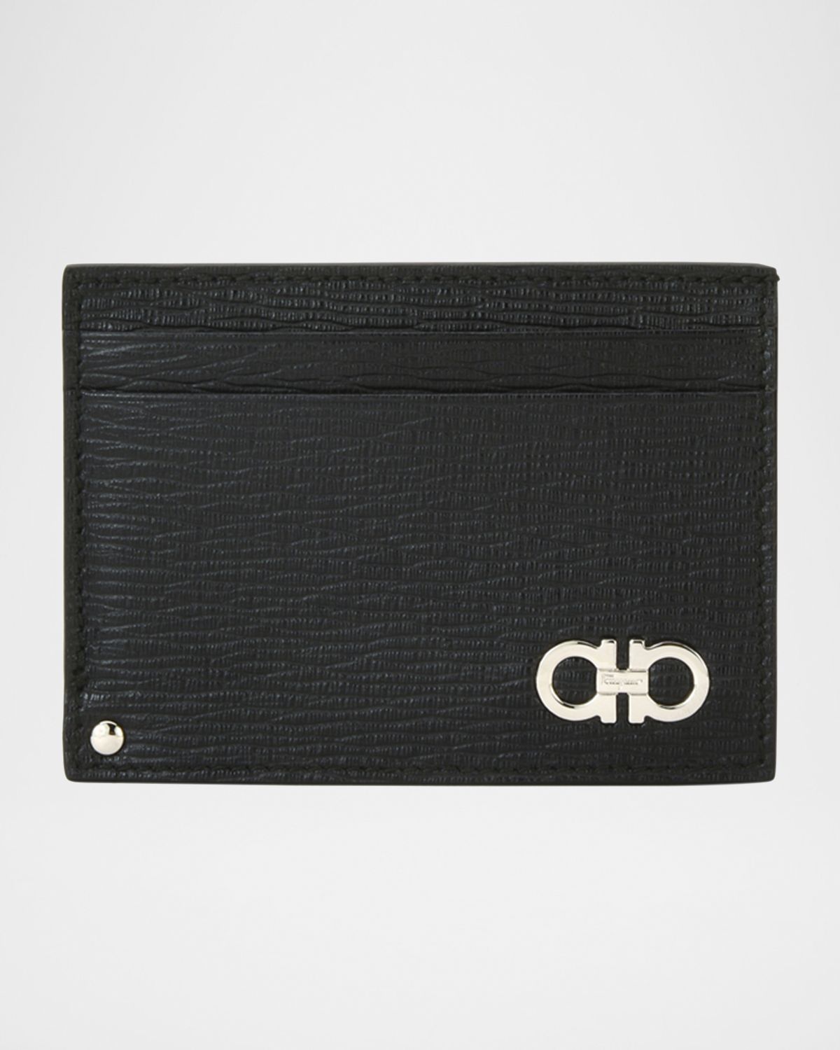 Ferragamo Men 's Revival Gancini Leather Card Case with Flip-Out ID Window, Black/Red | Thumbnail 4 Ferragamo Men 's Revival Gancini Leather Card Case with Flip-Out ID Window, Black/Red | Thumbnail 4