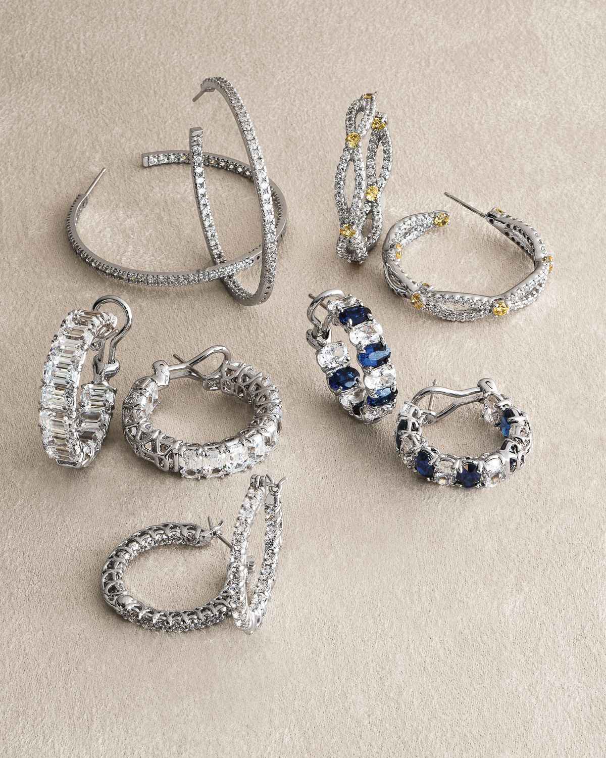 Fantasia by DeSerio Open Weave 18K Gold-Plated CZ Hoop Earrings