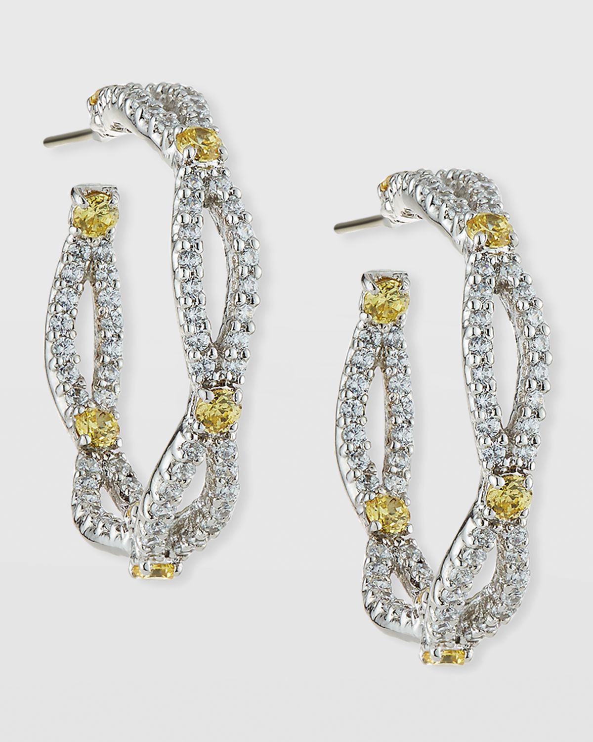 Fantasia by DeSerio Open Weave 18K Gold-Plated CZ Hoop Earrings