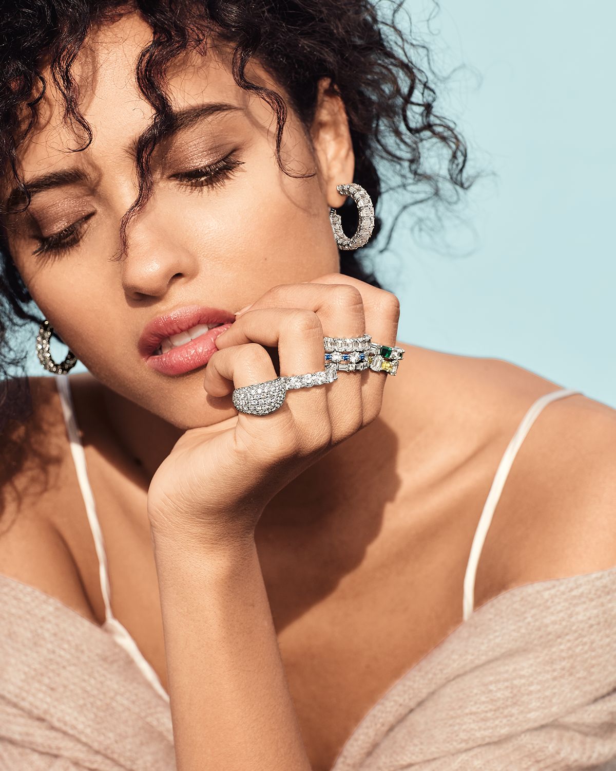 Fantasia by DeSerio Emerald-Cut CZ Hoop Earrings