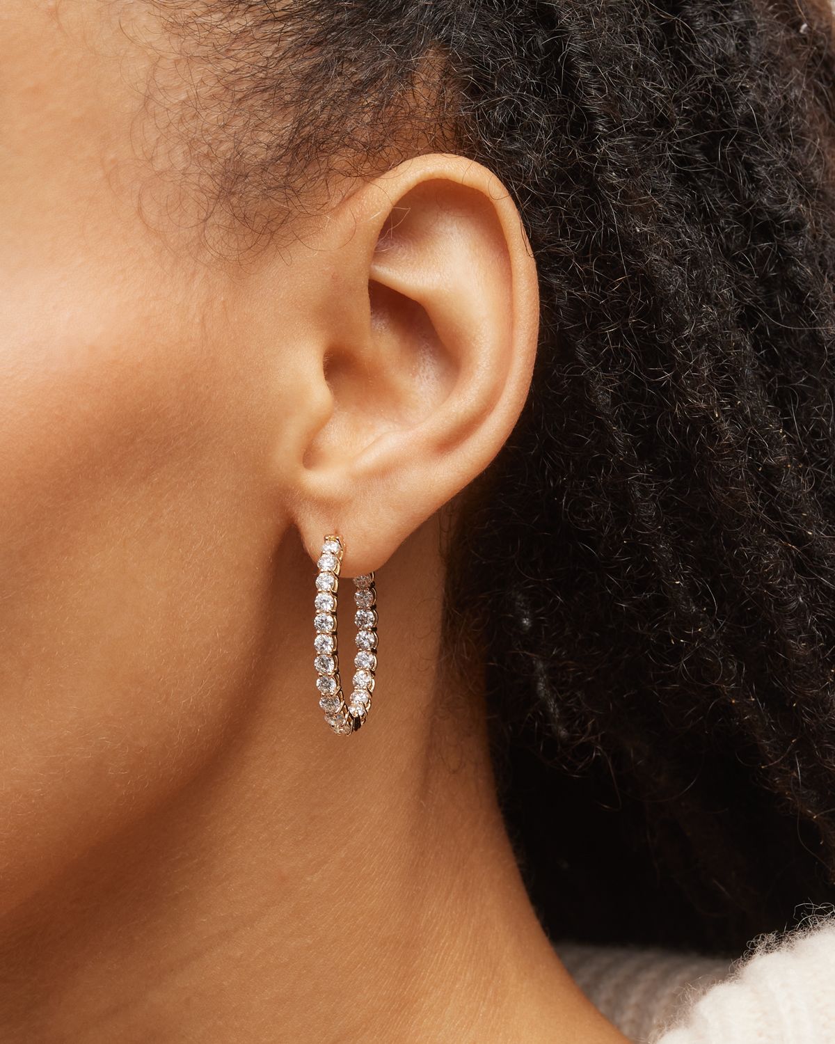 Neiman Marcus Diamonds Large Diamond Hoop Earrings in 18K Rose Gold, 3.99tcw, 1"L