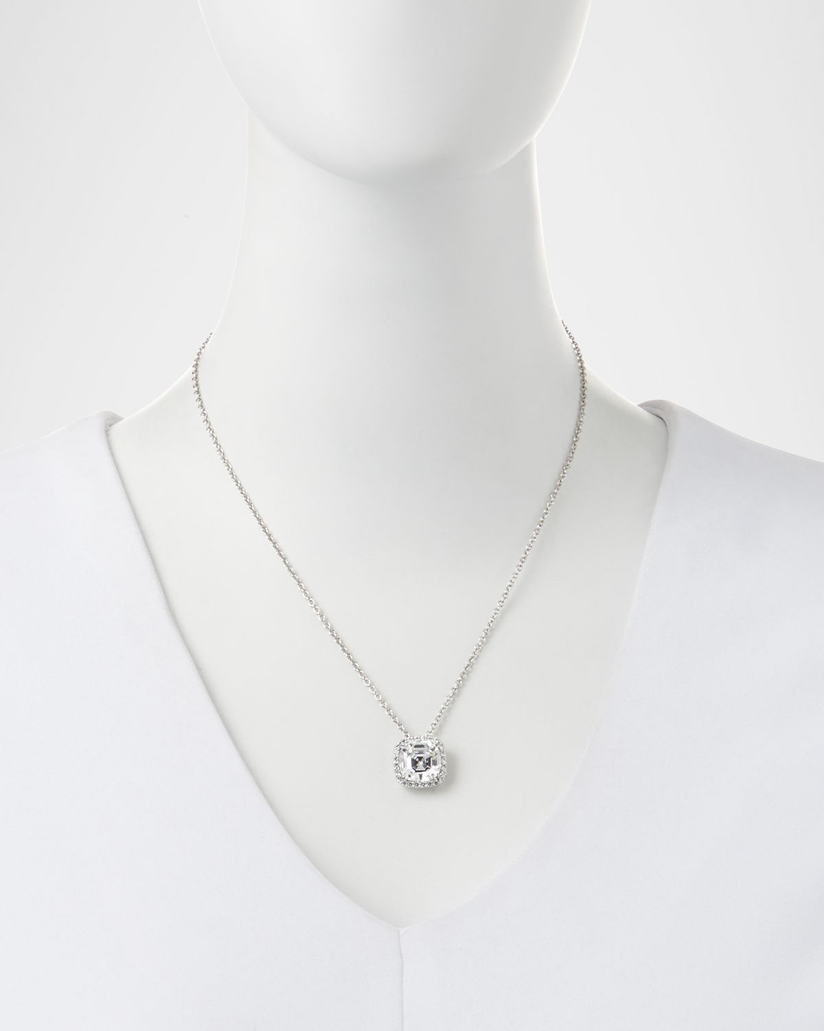 Fantasia by DeSerio 6.75 TCW Asscher Cut Cubic Zirconia Pendant Necklace