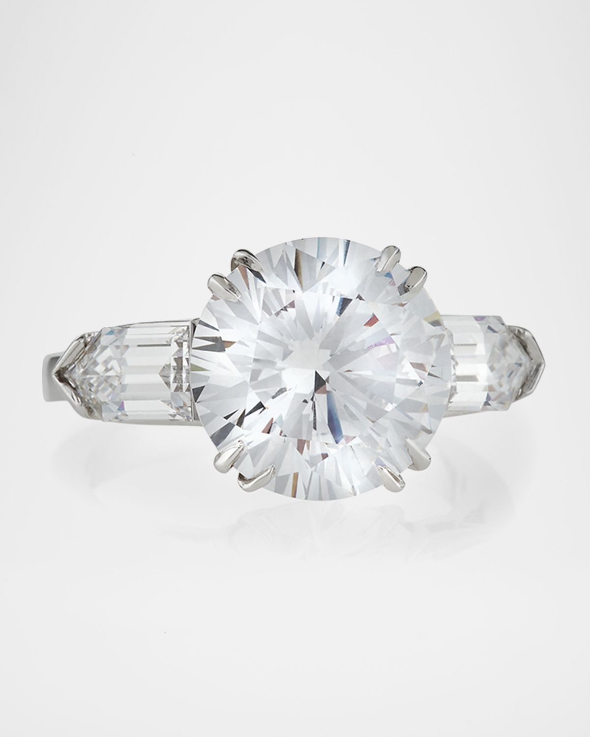 Fantasia by DeSerio Solitaire Cubic Zirconia Ring with Bullets, 6 TCW