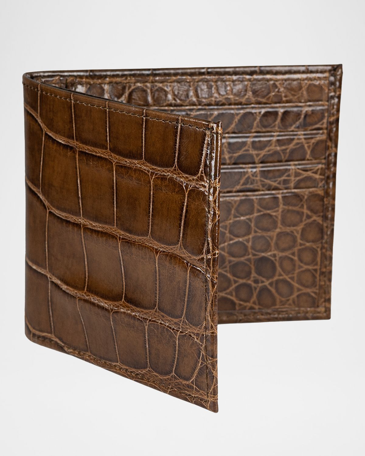 Abas Men 's Glazed Alligator Bifold Wallet; Monogram Available | Thumbnail 3