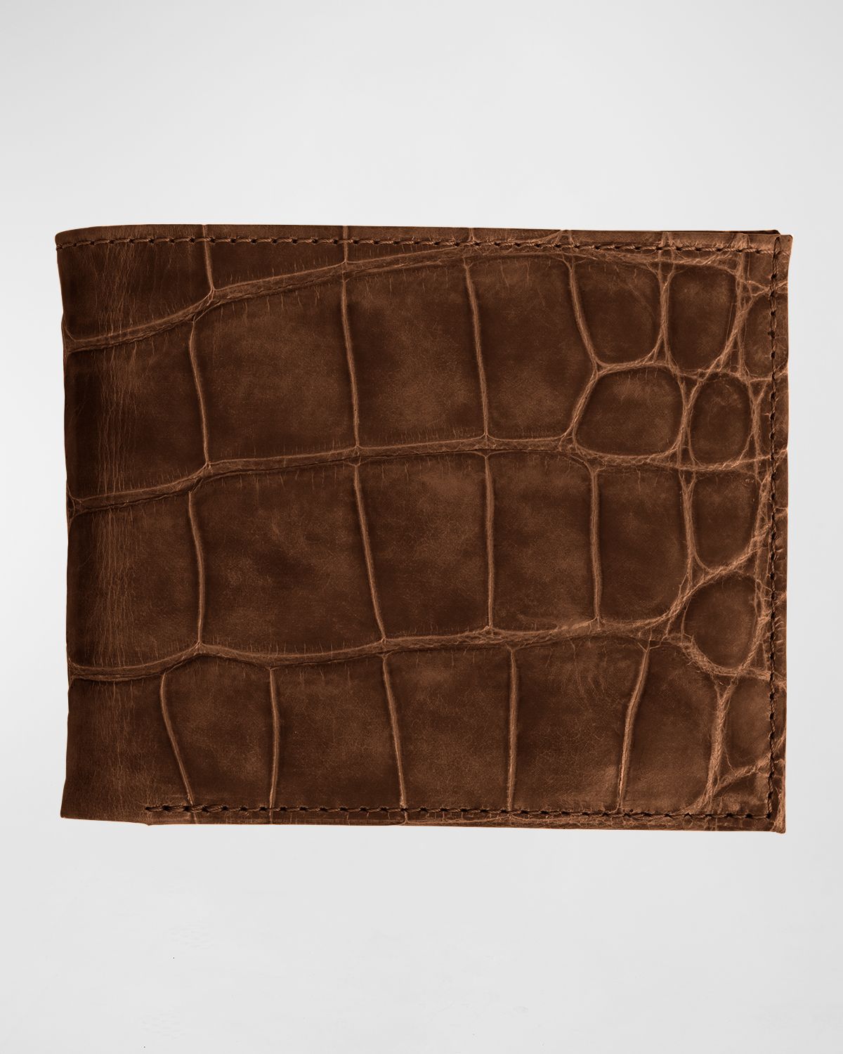 Abas Men 's Glazed Alligator Bifold Wallet; Monogram Available