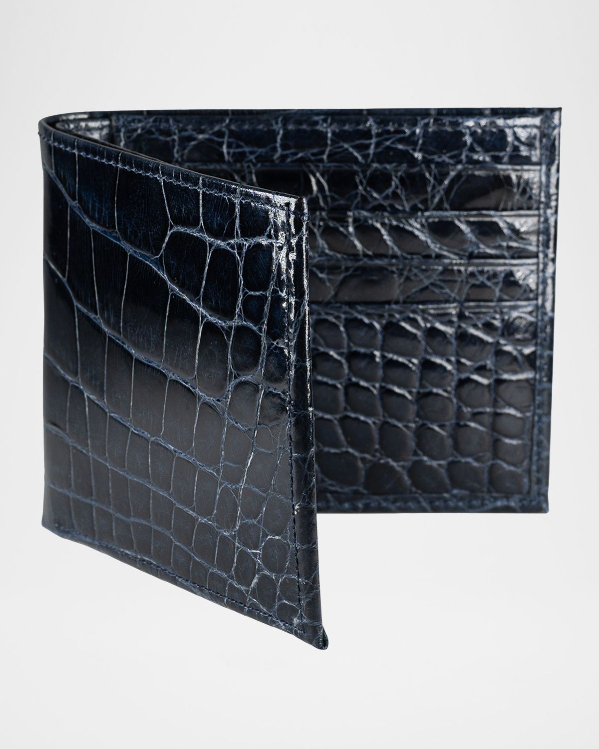 Abas Men 's Glazed Alligator Bifold Wallet; Monogram Available