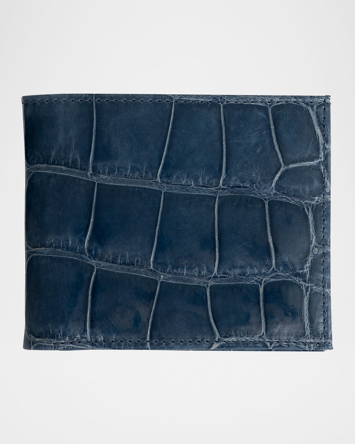 Abas Men 's Glazed Alligator Bifold Wallet; Monogram Available