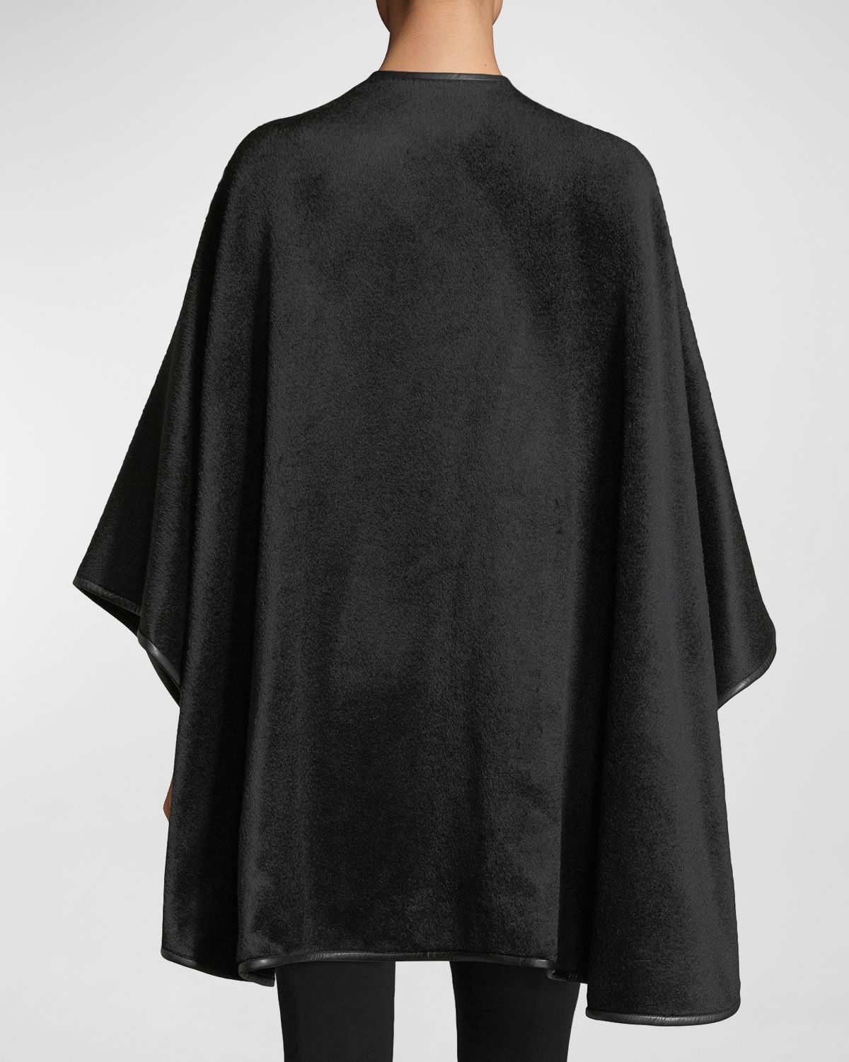 Sofia Cashmere Baby Alpaca Cape w/ Leather Trim