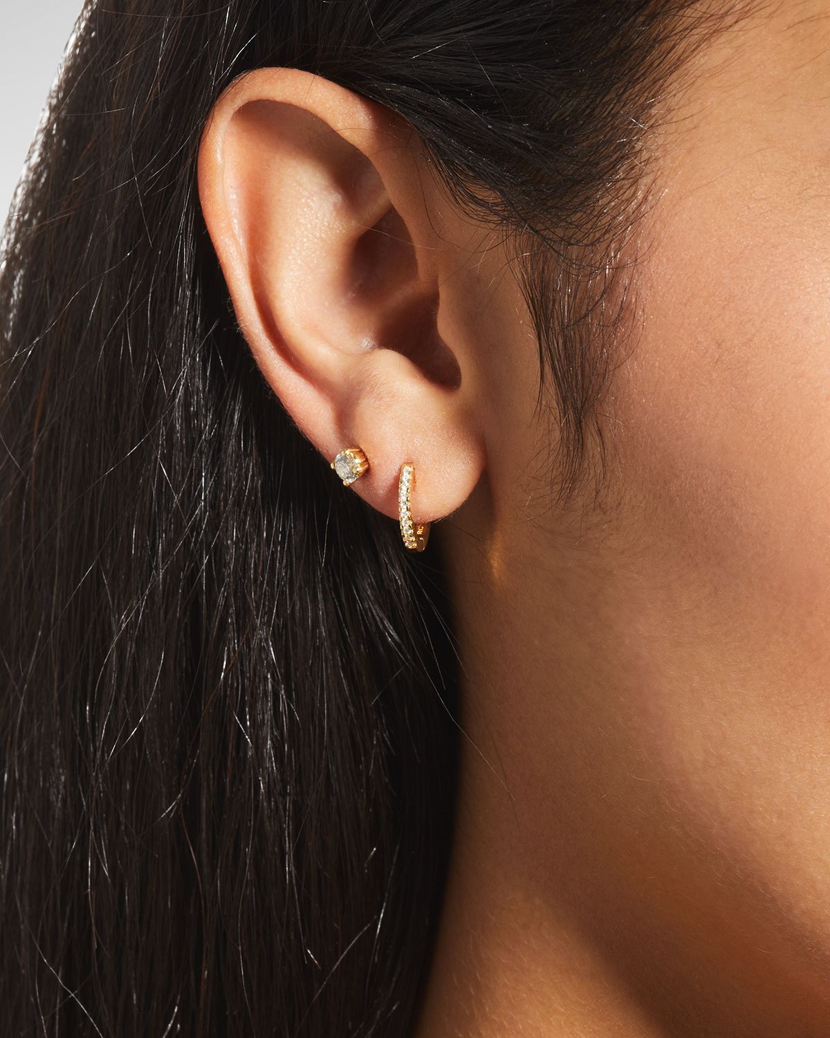 Roberto Coin 18K Gold Micro Diamond Hoop Earrings