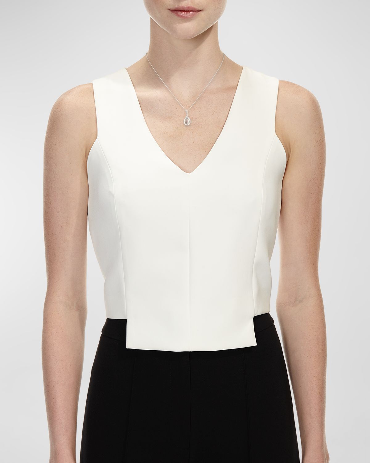 Roberto Coin Diamond Tennis Racket Pendant Necklace in 18K White Gold