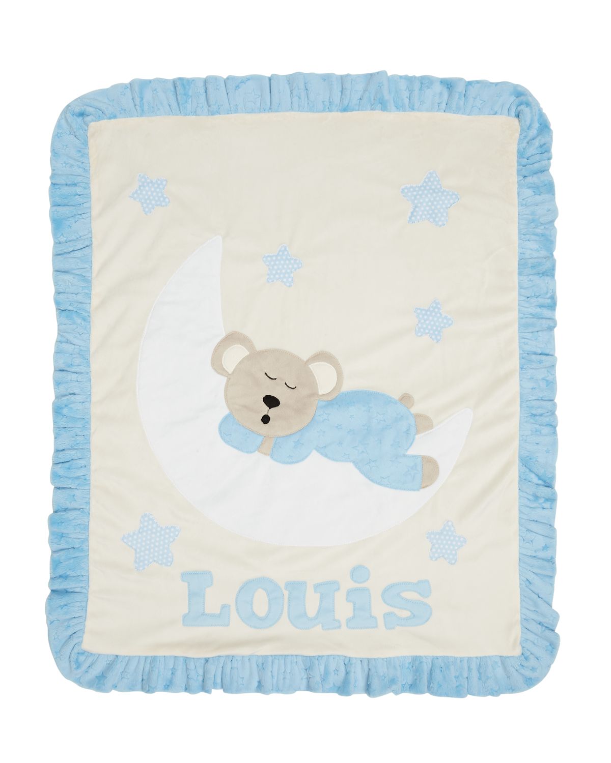 Boogie Baby Personalized Goodnight Teddy Plush Blanket, Blue