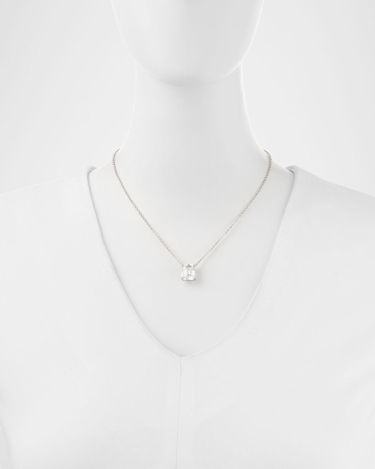 Fantasia by DeSerio 6.0 TCW Cubic Zirconia Emerald-Cut Pendant Necklace