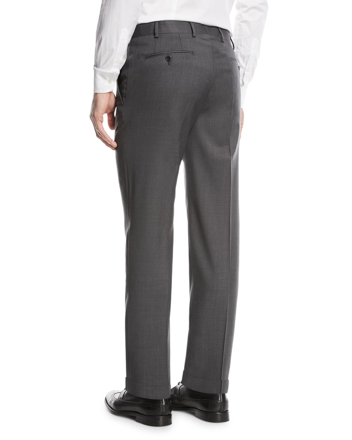 Emporio Armani Basic Flat-Front Wool Trousers