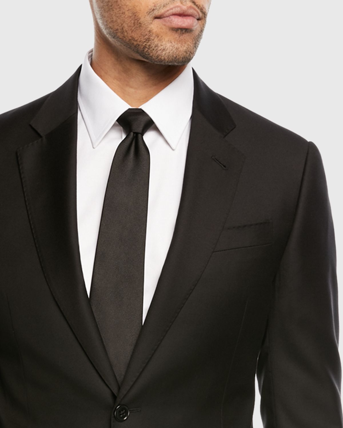 Emporio Armani Super 130s Wool Two-Piece Classic Fit Suit, Black
