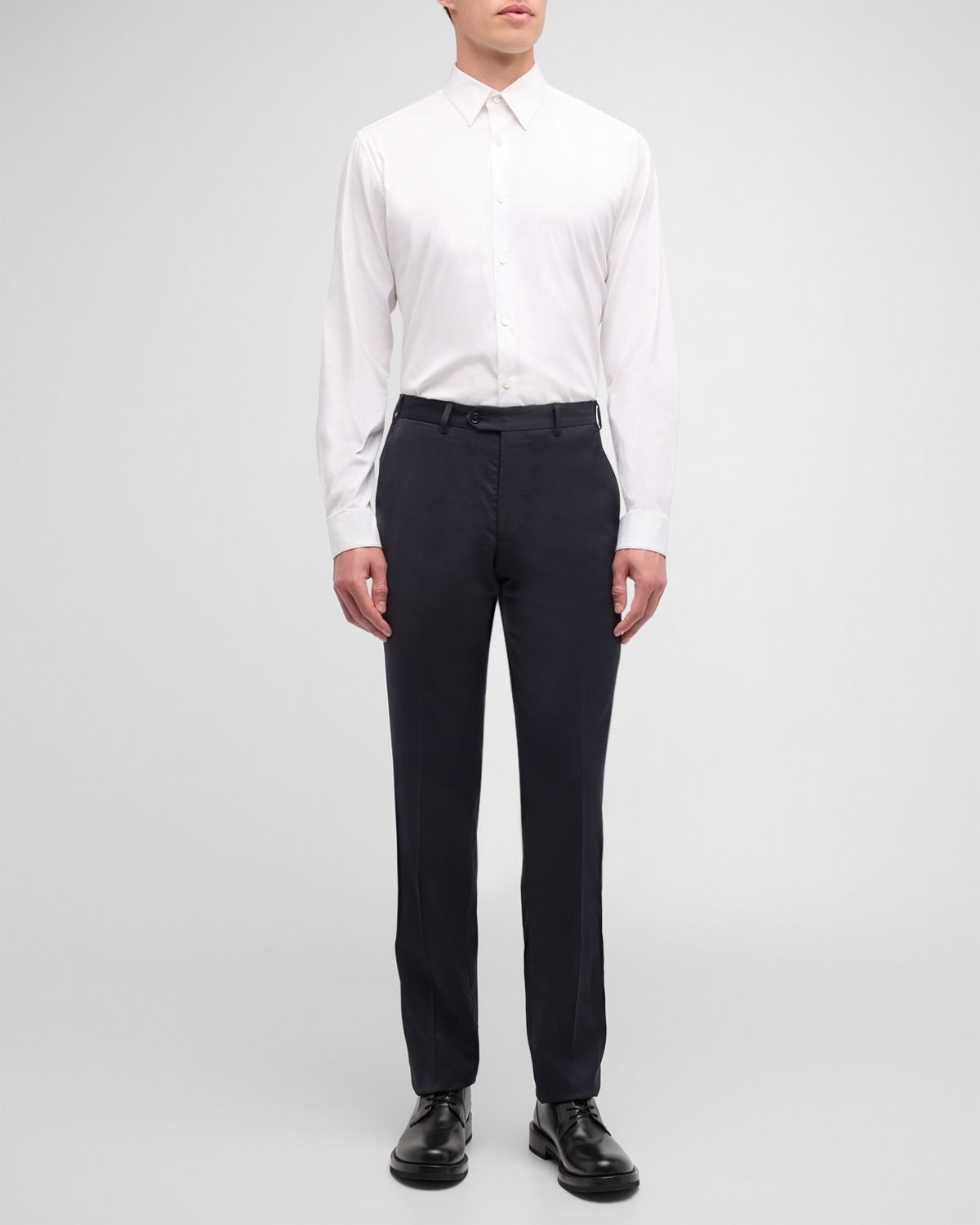 Emporio Armani Basic Flat-Front Wool Trousers