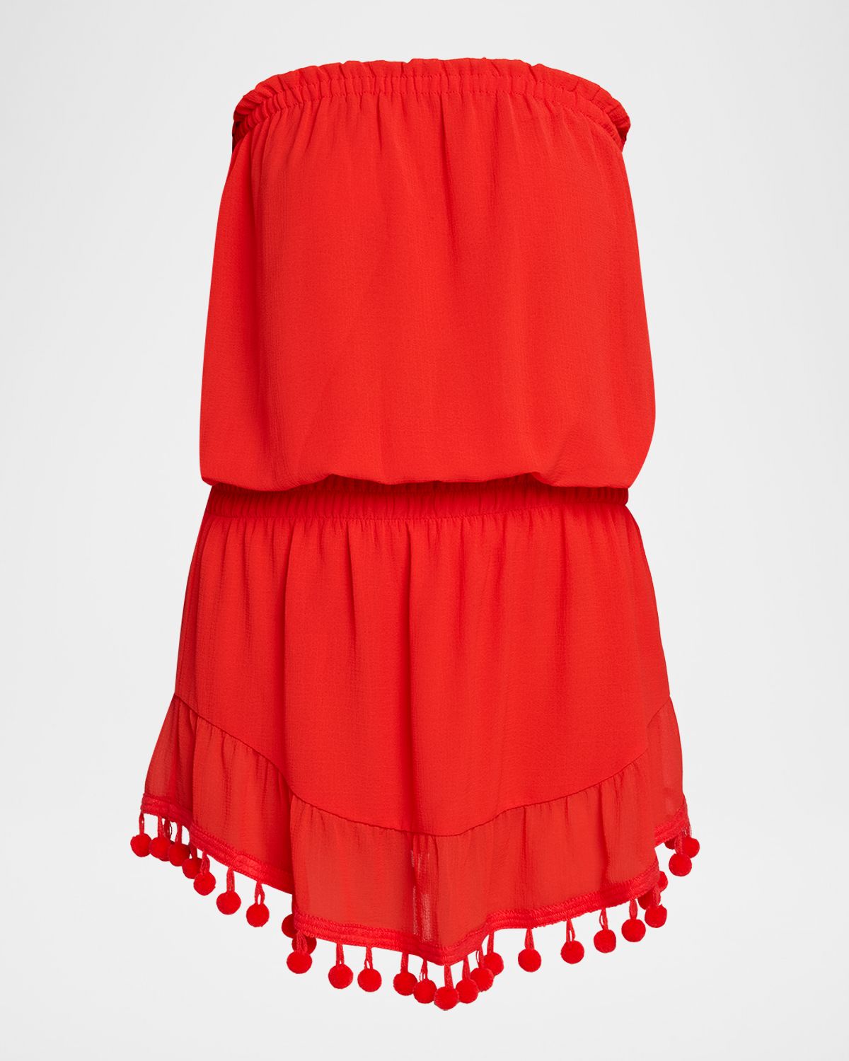 Ramy Brook Marcie Strapless Coverup Dress with Pompoms