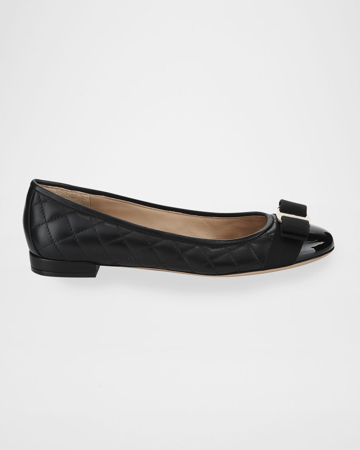 Ferragamo Varina Quilted Bow Ballet Flats