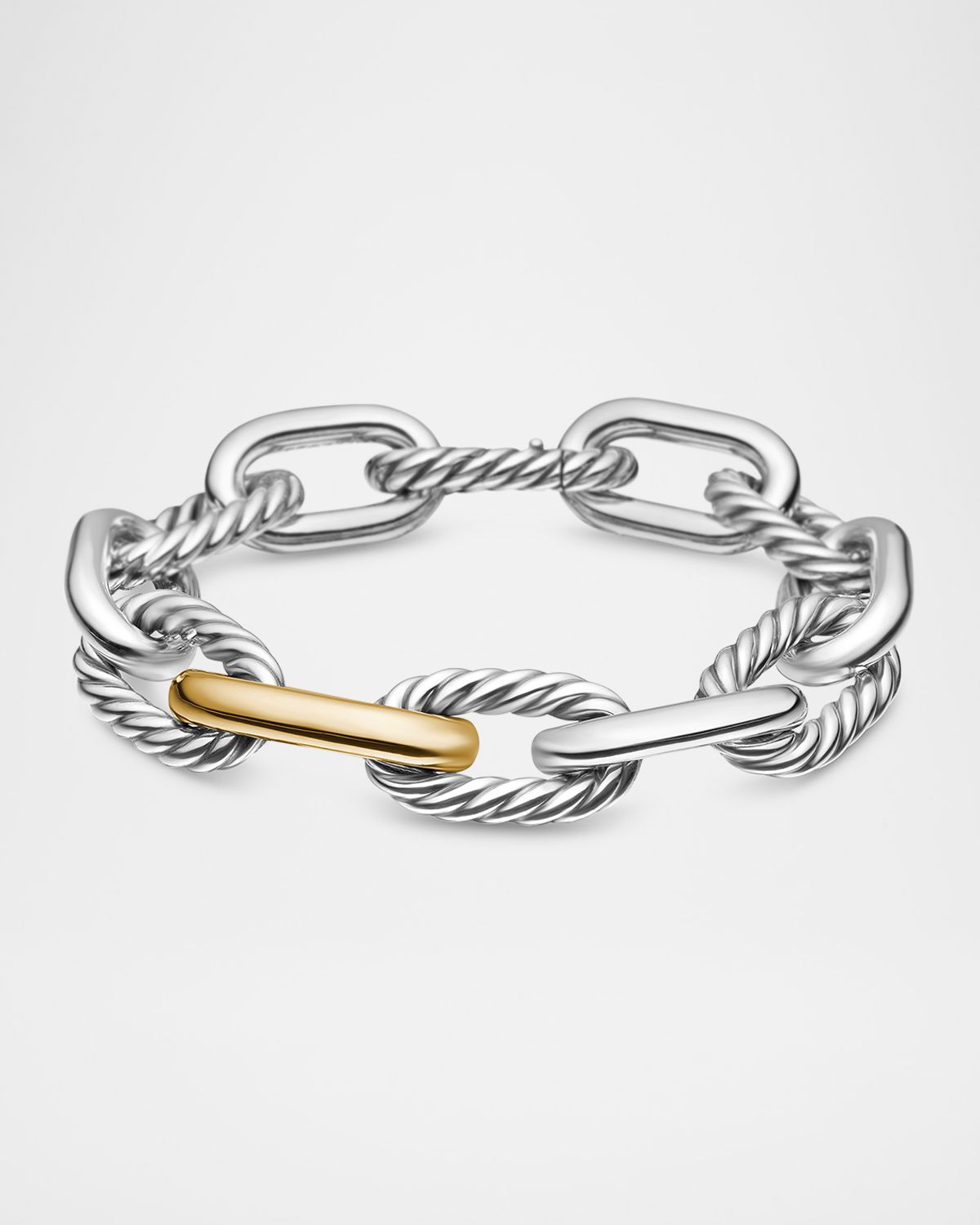 David Yurman 13.5mm Madison Chain Link Bracelet in Silver and 18K Yellow Gold