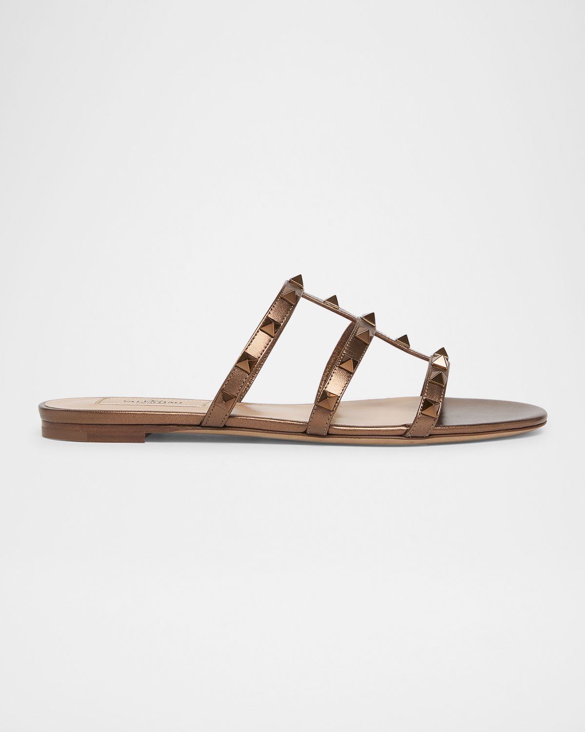 Valentino Garavani Rockstud Metallic City Flat Slide Sandals