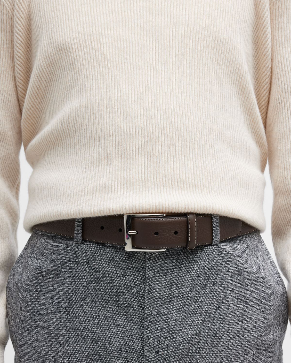 Simonnot Godard Men 's Lagun Grained Leather Belt, 40mm