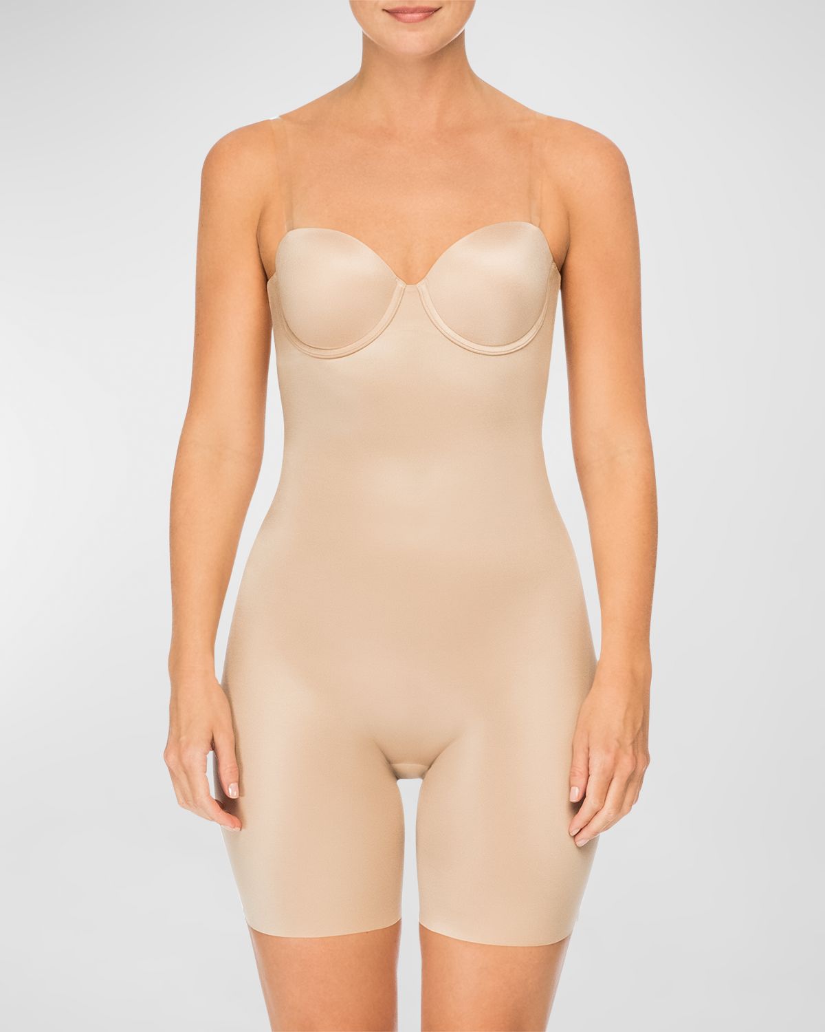 Spanx SPANXshape Suit Your Fancy Strapless Cupped Mid-Thigh Bodysuit