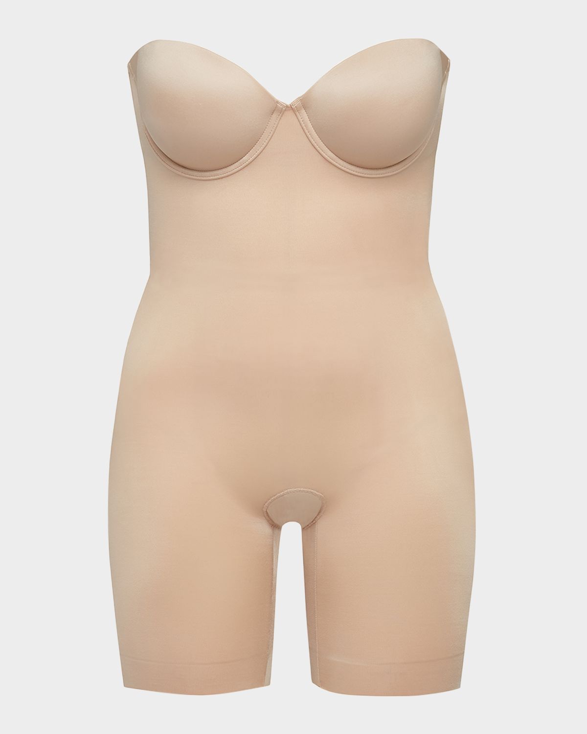 Spanx SPANXshape Suit Your Fancy Strapless Cupped Mid-Thigh Bodysuit